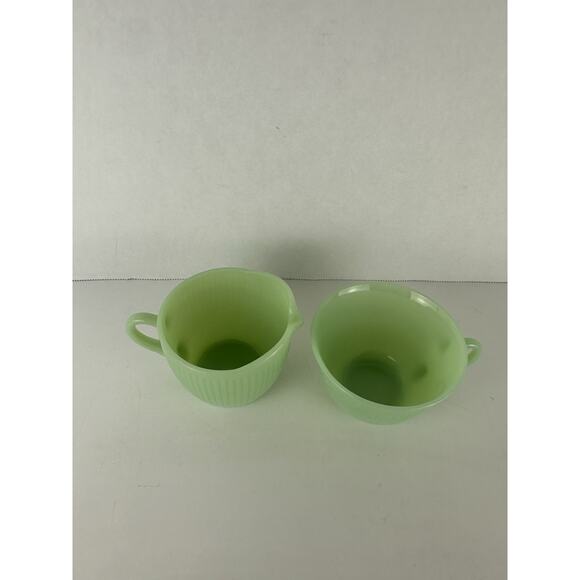 Fire King Jadite Jadeite Jade-ite Jane Ray Cream And Sugar Set VTG Decor - Picture 2 of 13